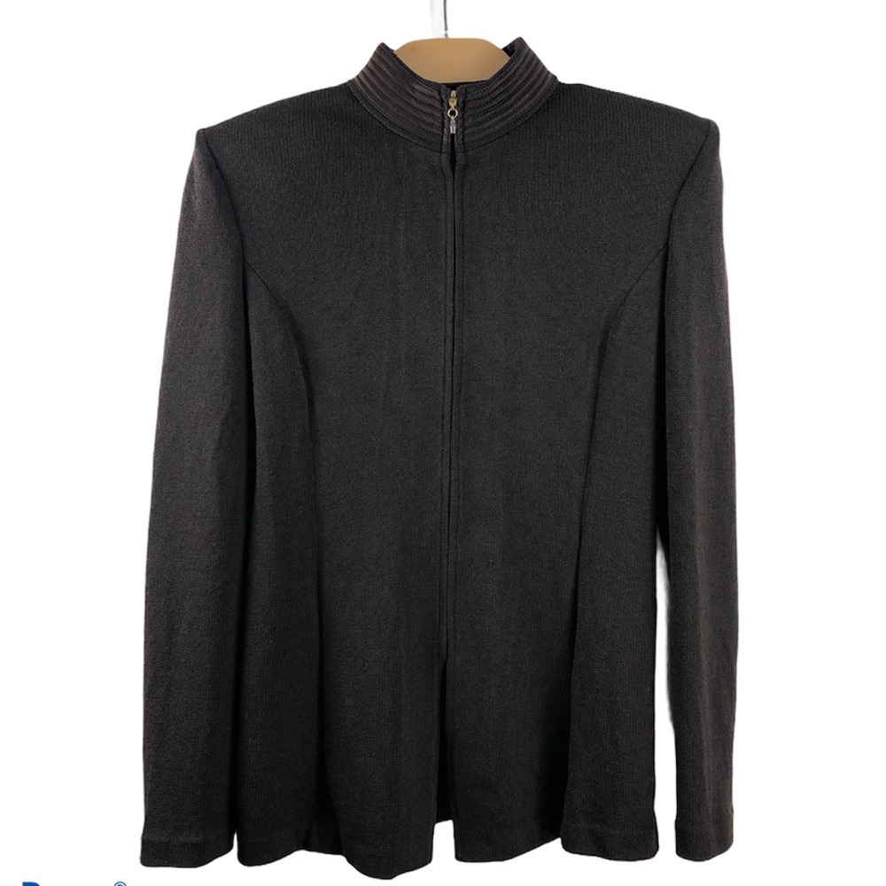 St. John | Chocolate Brown Wool Blend Zip Cardigan | Size 8 | NWOT condition
